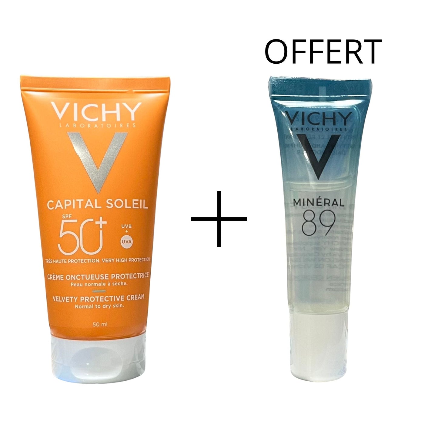 VICHY CAPITAL SOLEIL SPF50+ crème onctueuse 50ml + VICHY minéral 89 offert